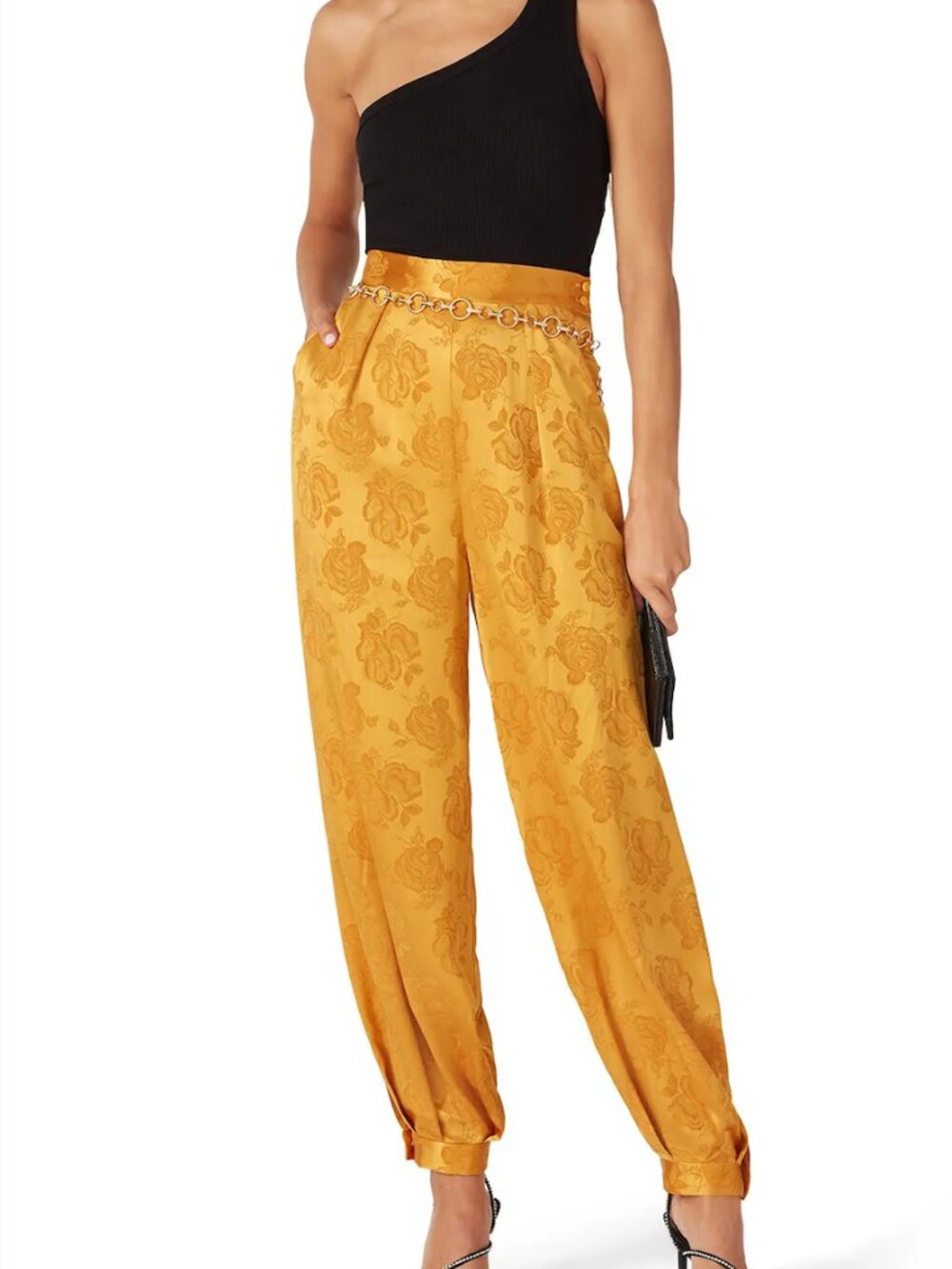 Ronny Kobo Kristine Pant | Mustard Silk Jacquard | NWT | Size XL